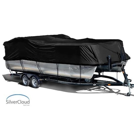 Eevelle Silvercloud Boat Cover PONTOON Rails Inboard 26' 6in. L 102in. W Black SCPONBP26102-BLK